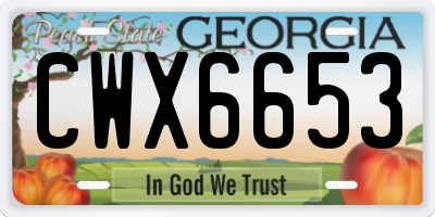 GA license plate CWX6653