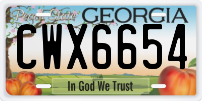 GA license plate CWX6654