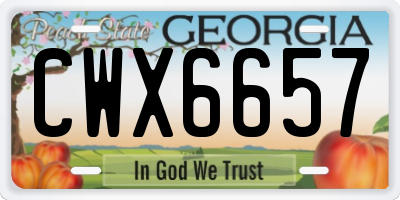 GA license plate CWX6657