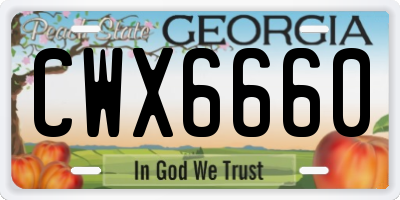 GA license plate CWX6660