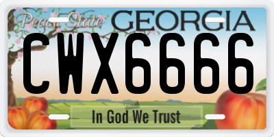 GA license plate CWX6666