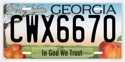 GA license plate CWX6670