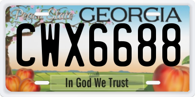 GA license plate CWX6688