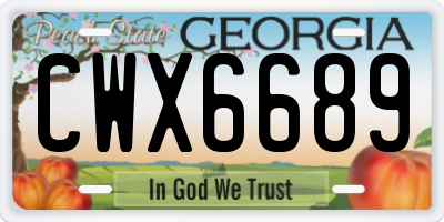 GA license plate CWX6689