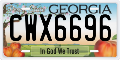 GA license plate CWX6696