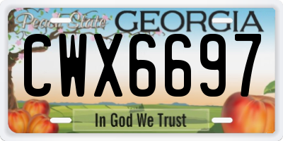 GA license plate CWX6697