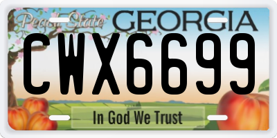 GA license plate CWX6699