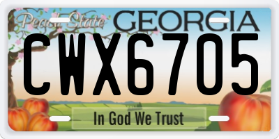 GA license plate CWX6705