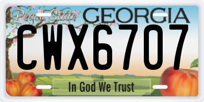 GA license plate CWX6707