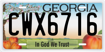 GA license plate CWX6716