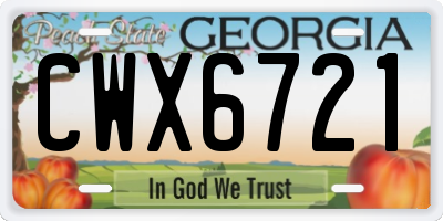 GA license plate CWX6721