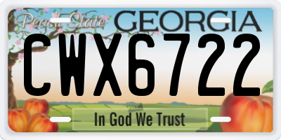 GA license plate CWX6722
