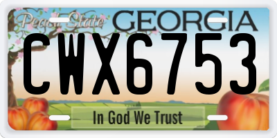 GA license plate CWX6753
