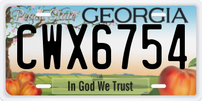 GA license plate CWX6754