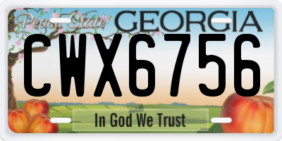 GA license plate CWX6756