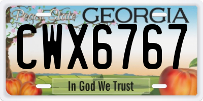 GA license plate CWX6767