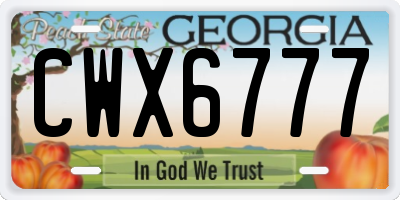 GA license plate CWX6777