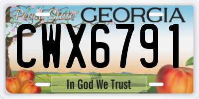 GA license plate CWX6791