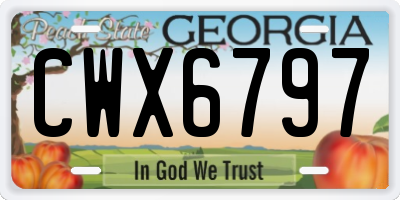 GA license plate CWX6797