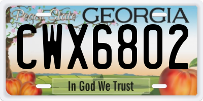 GA license plate CWX6802