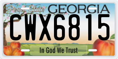 GA license plate CWX6815