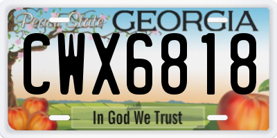 GA license plate CWX6818