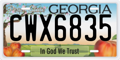 GA license plate CWX6835