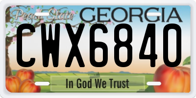 GA license plate CWX6840