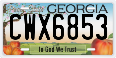 GA license plate CWX6853