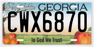 GA license plate CWX6870