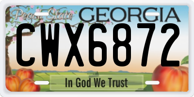 GA license plate CWX6872