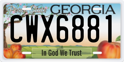 GA license plate CWX6881