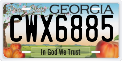 GA license plate CWX6885