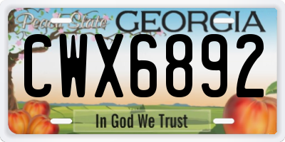 GA license plate CWX6892