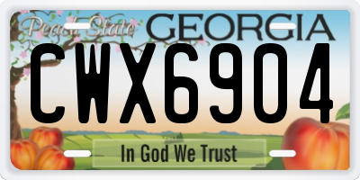 GA license plate CWX6904