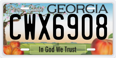 GA license plate CWX6908