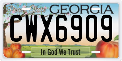 GA license plate CWX6909