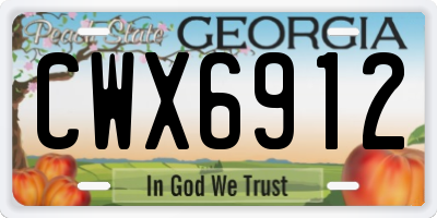 GA license plate CWX6912