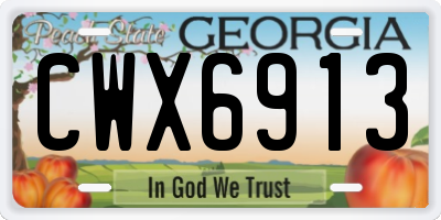 GA license plate CWX6913