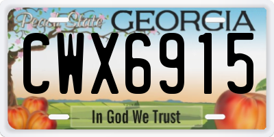 GA license plate CWX6915