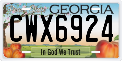 GA license plate CWX6924