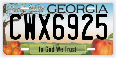 GA license plate CWX6925