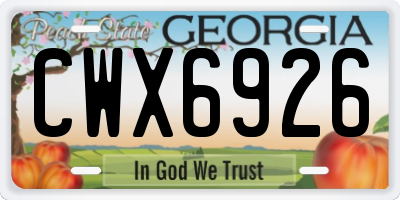 GA license plate CWX6926