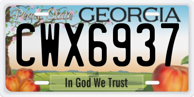 GA license plate CWX6937