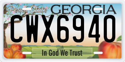 GA license plate CWX6940