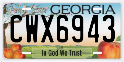 GA license plate CWX6943