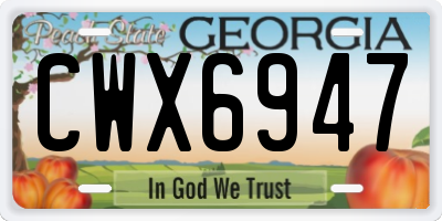 GA license plate CWX6947