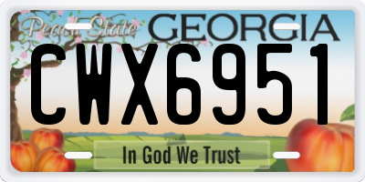 GA license plate CWX6951