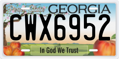 GA license plate CWX6952