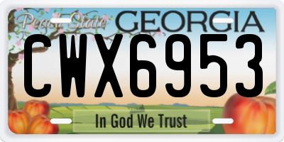 GA license plate CWX6953